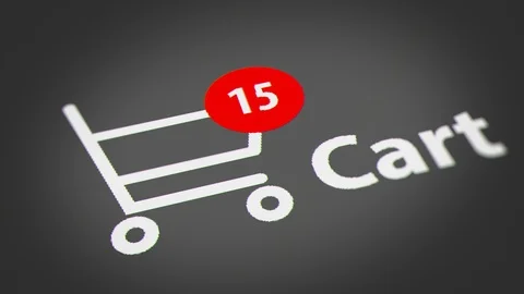 Animation of Adding Items to a Shopping Cart Icon on Computer Screen. Stock Footage 115492855