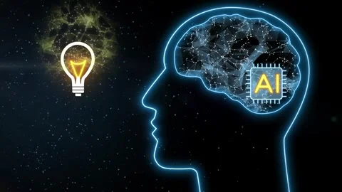 Animation of AI Artificial intelligence micro chip implanted in human Stock Footage 290306629