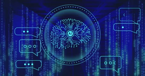 Animation of ai brain and data processing over computer servers Stock Footage 265542384