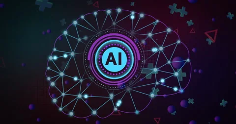 Animation of ai brain and data processing over computer servers Stock Footage 265542479