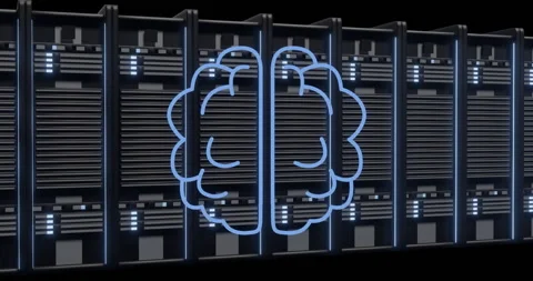 Animation of ai brain and digital data processing over computer servers Stock Footage 266203901