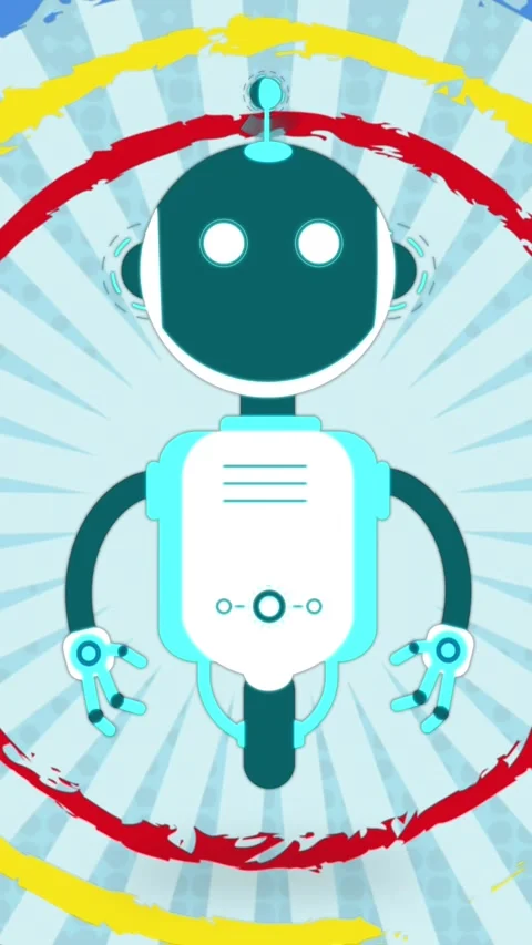 Animation of ai chat bot over colourful circles background Stock Footage 341918733