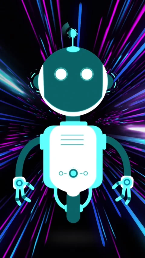 Animation of ai chat bot over colourful light trail striped background Stock Footage 342910659