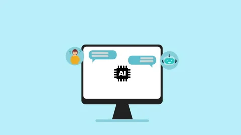 Animation of ai chat on computer screen. Global artificial intelligence. Stock Footage 240172403