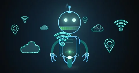 Animation of ai chatbot icon and digital... | Stock Video | Pond5