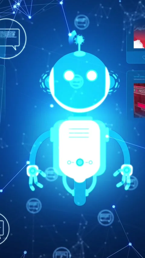 Animation of ai chatbot icon and data processing Stock Footage 343641247