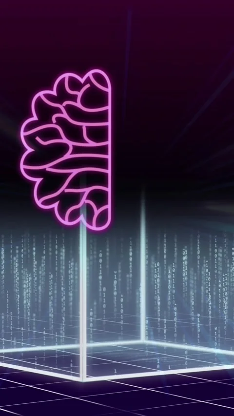 Animation of ai data processing and icons over cube and dark background Stock Footage 341953525