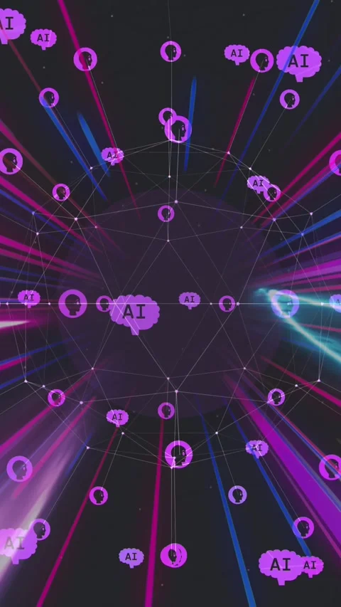 Animation of ai data processing, chat icons and network of connections on light Stock Footage 343641006
