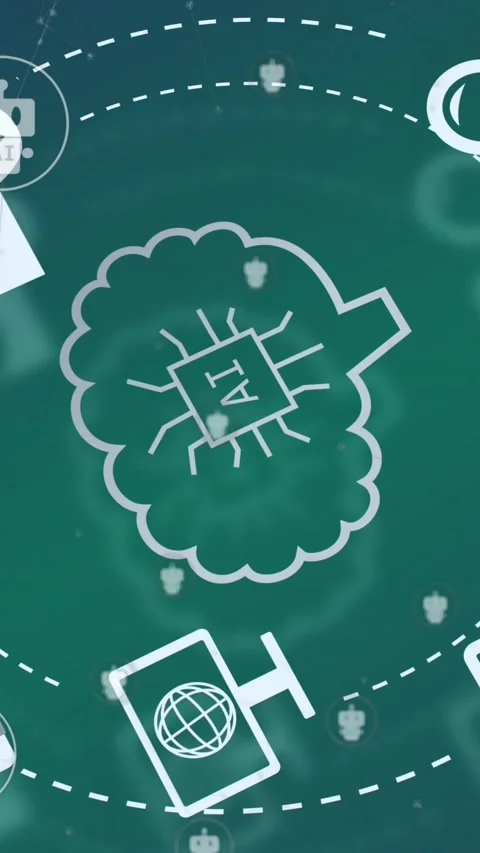 Animation of ai data processing with icons and network of connections Stock Footage 343609175