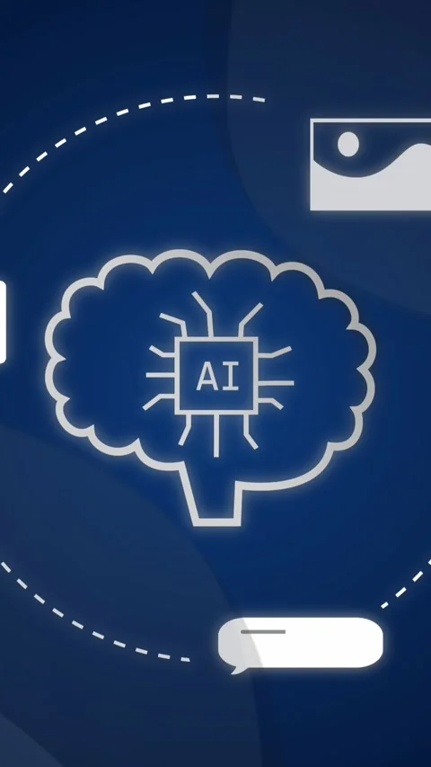 Animation of ai data processing with icons and network of connections Stock Footage 343609176