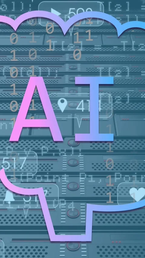 Animation of ai data processing with icons and computer server Stock Footage 343641012