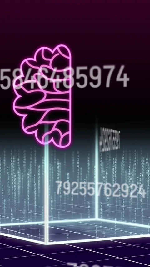 Animation of ai data processing with icons and cube Stock Footage 343641016