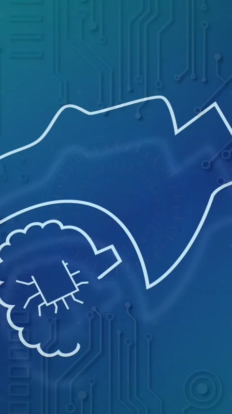 Animation of ai data processing with icons and circuit board Stock Footage 343641019