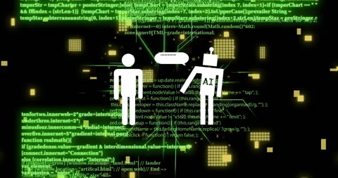 Animation of ai data processing over chat bot and computer circuit board Stock Footage 310487963