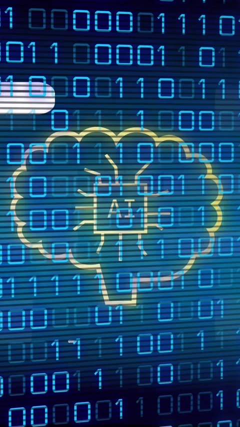Animation of ai data processing over binary coding Stock Footage 319513853