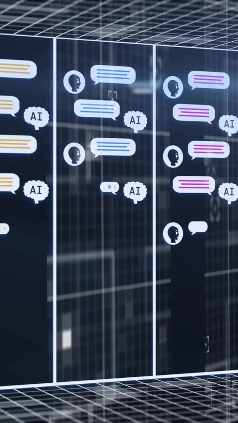 Animation of ai data processing over computer servers Stock Footage 323782658