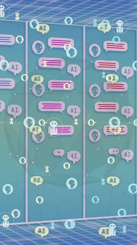 Animation of ai data processing over computer servers background Stock Footage 342910385