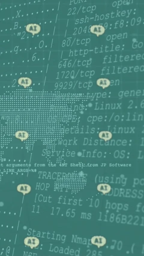 Animation of ai data processing over connections with ai icons with globe Stock Footage 343608925