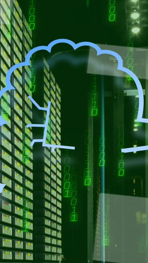 Animation of ai data processing over computer servers background Stock Footage 343641630