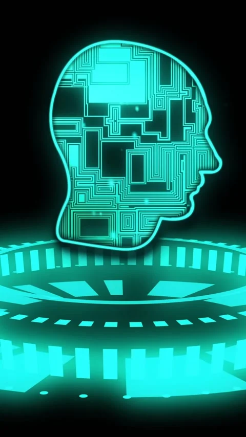 Animation of ai head and data processing Stock Footage 343824857