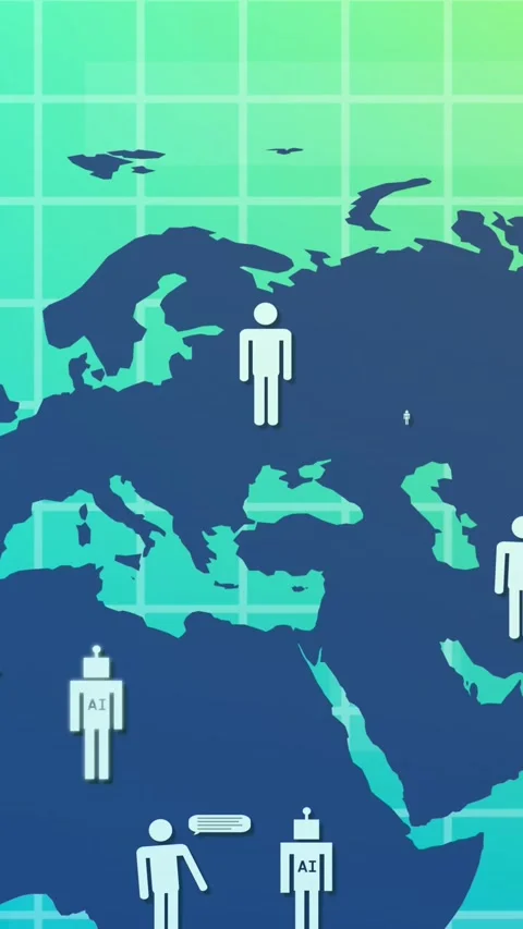 Animation of ai icons and data processing over world map Stock Footage 342643277