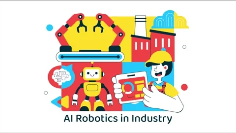 Animation of AI Robotics In Industry Vector Illustration Stock Footage 332184469