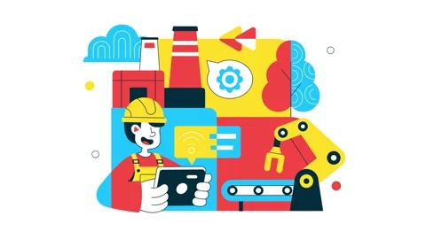 Animation of AI Robotics In Industry Vector Illustration 库存影片 332184471