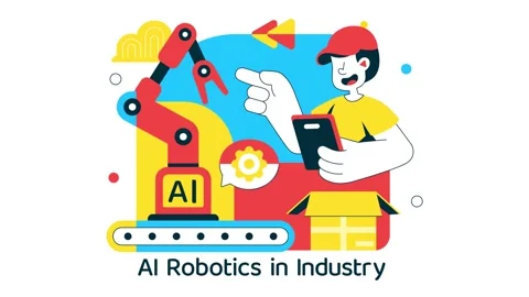 Animation of AI Robotics In Industry Vector Illustration 库存影片 332184473