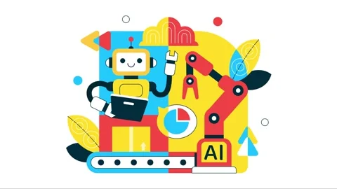 Animation of AI Robotics In Industry Vector Illustration 库存影片 332184480