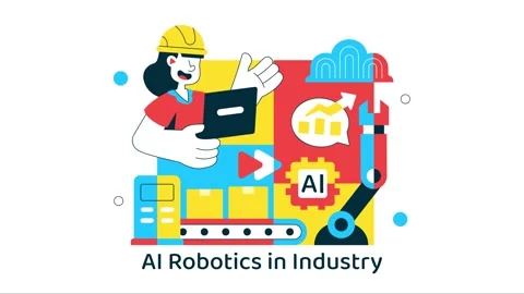 Animation of AI Robotics In Industry Vector Illustration Stock Footage 332184481