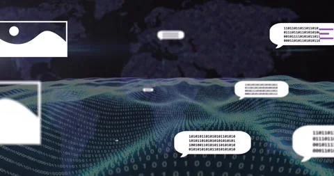 Animation of ai text and binary coding data processing over screen Stock Footage 328920426