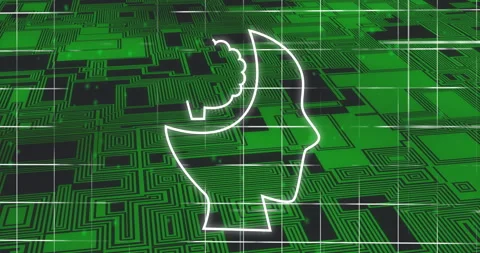 Animation of ai text and digital human over binary coding Stock Footage 267354279