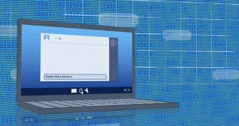 Animation of ai text and icon, data processing over binary coding Stock Footage 241404915