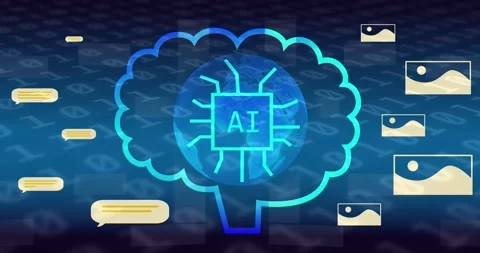 Animation of ai text and icon over binary coding data processing Stock Footage 241405787