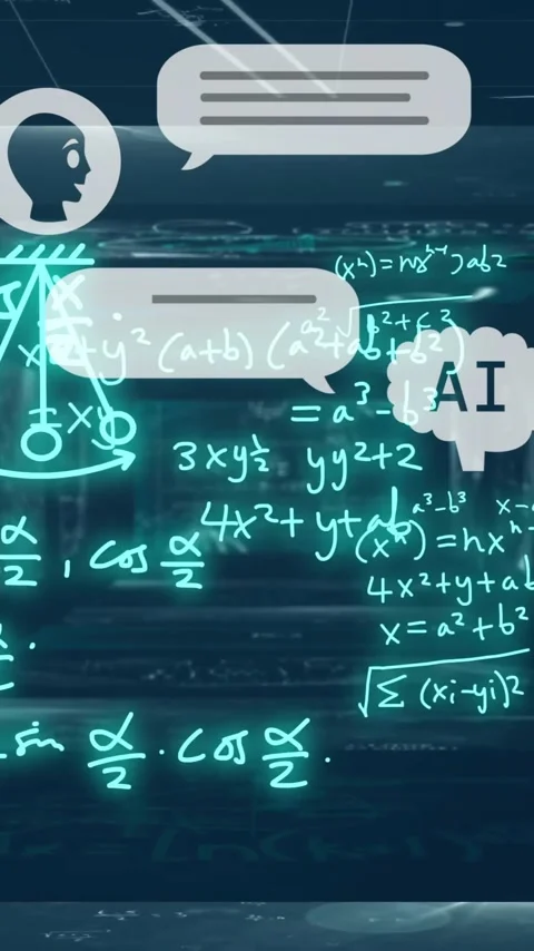 Animation of ai text and mathematical data processing Stock Footage 341927644