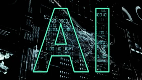 Animation of ai text, binary coding data processing over globe Stock Footage 265545811
