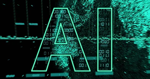 Animation of ai text, binary coding and data processing over dark background Stock Footage 265551238