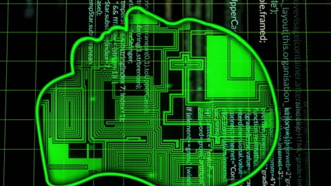 Animation of ai text, brain and binary coding data processing over dark Stock Footage 313185240