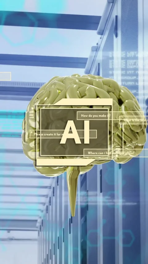 Animation of ai text, brain and data processing over computer servers Vídeos de archivo 319415922