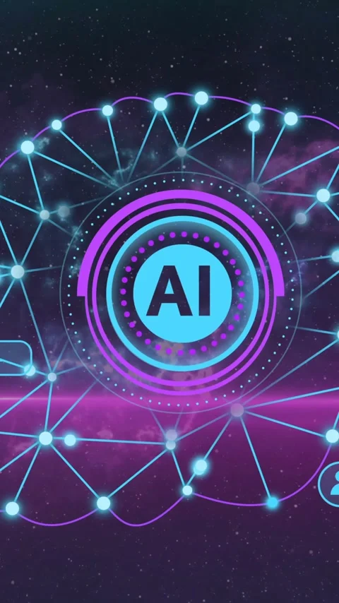 Animation of ai text, brain and digital data processing over dark background Stock Footage 343714186