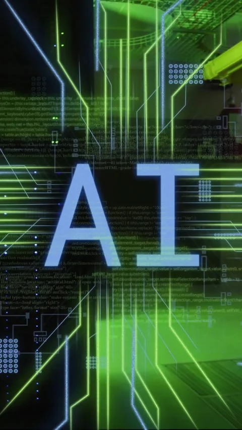 Animation of ai text, digital data processing and circuit board over computer Stock Footage 342812168