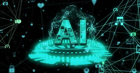 Animation of ai text, globe with binary coding and data processing over dark Stock Footage 265551055