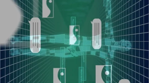 Animation of ai text, human body and digital data processing over dark Stock Footage 312642712