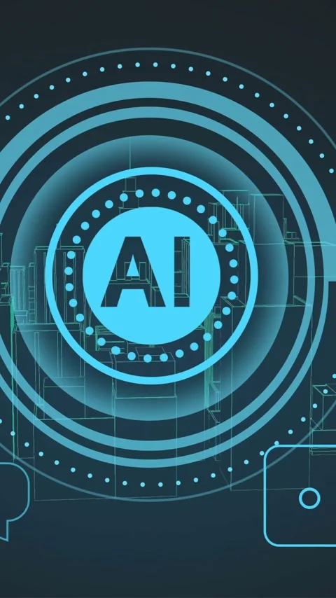 Animation of ai text, scope scanning and data processing over black background Stock Footage 343714163