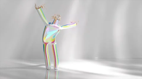 Animation of air doll dancing. Funny cartoon characters isolated on white 스톡 동영상 266162391