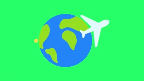 Animation airplane on earth isolate on geen screen. Stock Footage 232359987