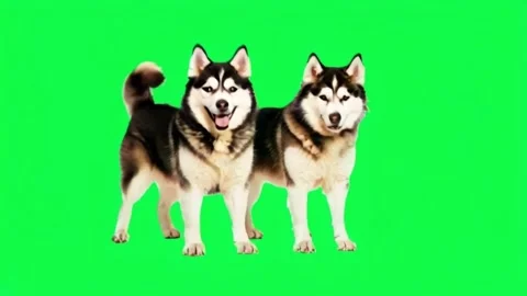 Animation alaskan malamute dog isolate on green screen. Stock Footage 282994945