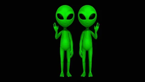 Animation Alien isolate on black background. Stock Footage 234594388