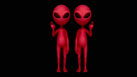 Animation Alien isolate on black background. Stock Footage 234594408