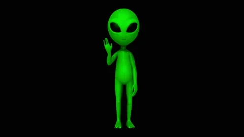 Animation Alien isolate on black background. Stock Footage 234594571